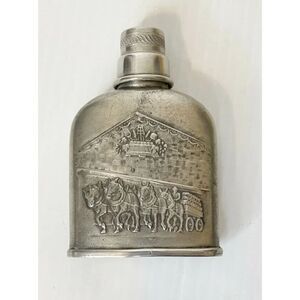 VTG Pewter Flask ZINN Horse and Barrels